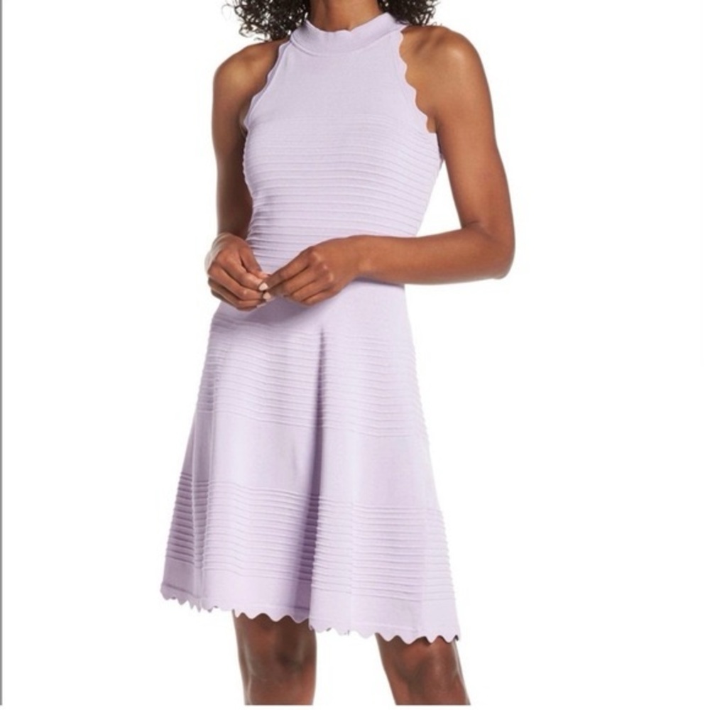 NWT Eliza J. Scalloped Fit and Flare Dress